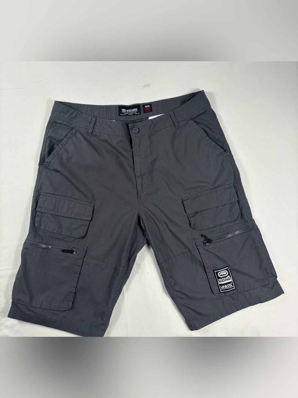 Ecko Unltd Mens Gray Ripstop Cargo Shorts Size 40